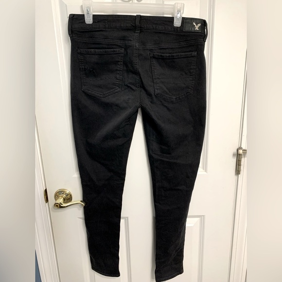 American Eagle Black Distressed Twill Jegging Jeans Size 10 - Picture 3 of 6